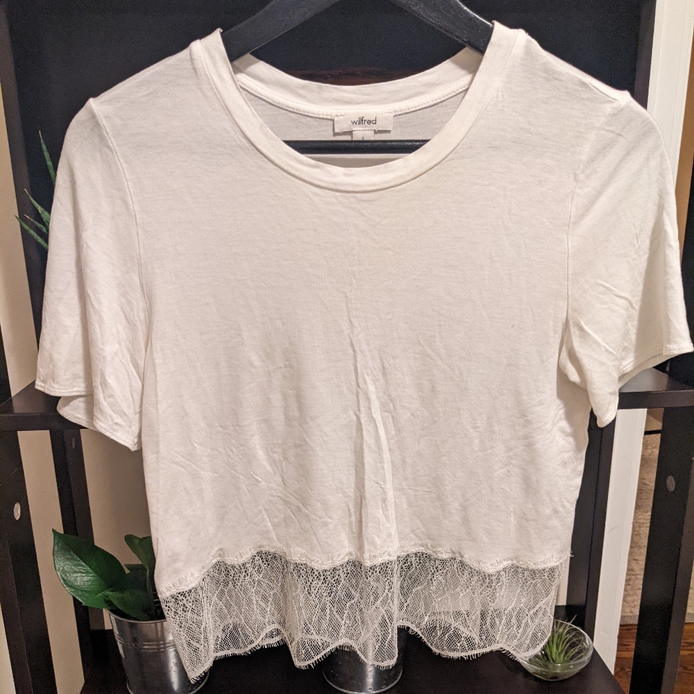 Wilfred cropped white lace tee